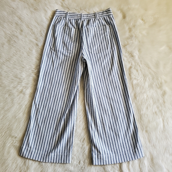 Madewell Emmett Wide Leg Crop Pants in Stripe Button Front Edition Size 29 - Picture 7 of 15